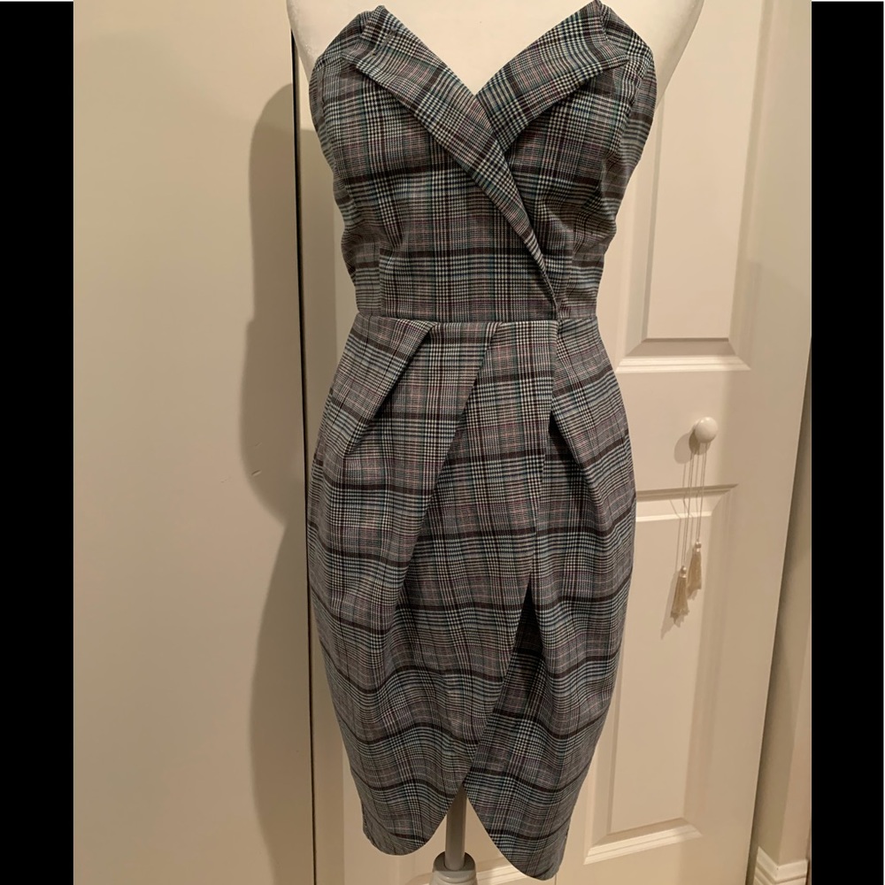 L’ATISTE Plaid Strapless Dress SZ:Sm